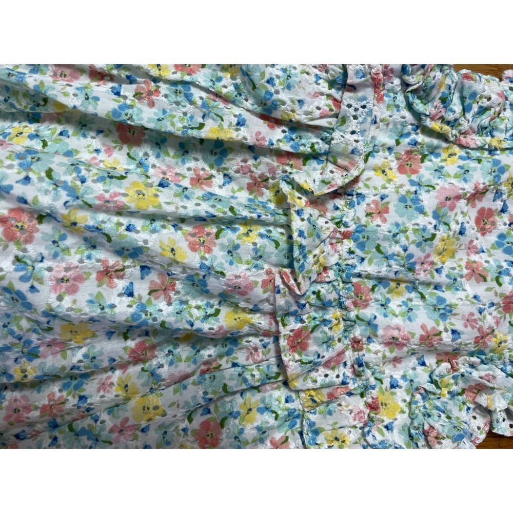 Bonnie Baby Floral Eyelet Ruffle Dress Blue Pink Yellow 12M NEW - Picture 8 of 9